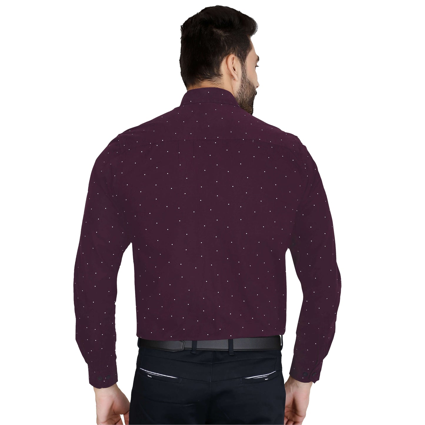 5thanfold Men's Formal Pure Cotton Full Sleeve Printed Maroon Slim Fit Shirt