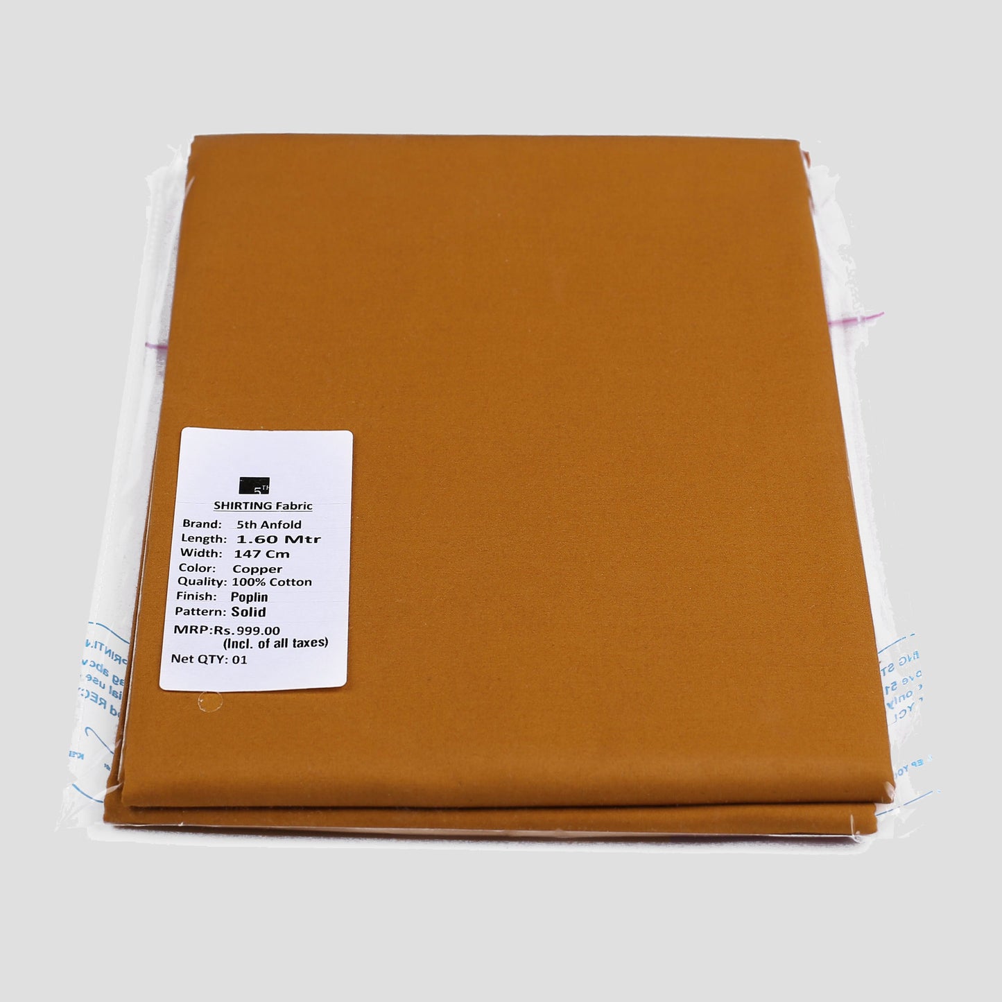 Copper Brownunstitched mill made 100% cotton full width shirt piece for one full sleev shirt