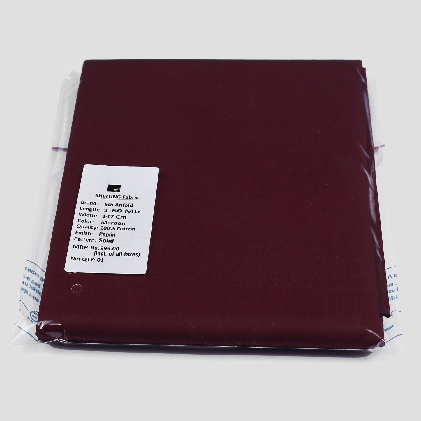 Red unstitched mill made 100% cotton full width shirt piece for one full sleev shirt