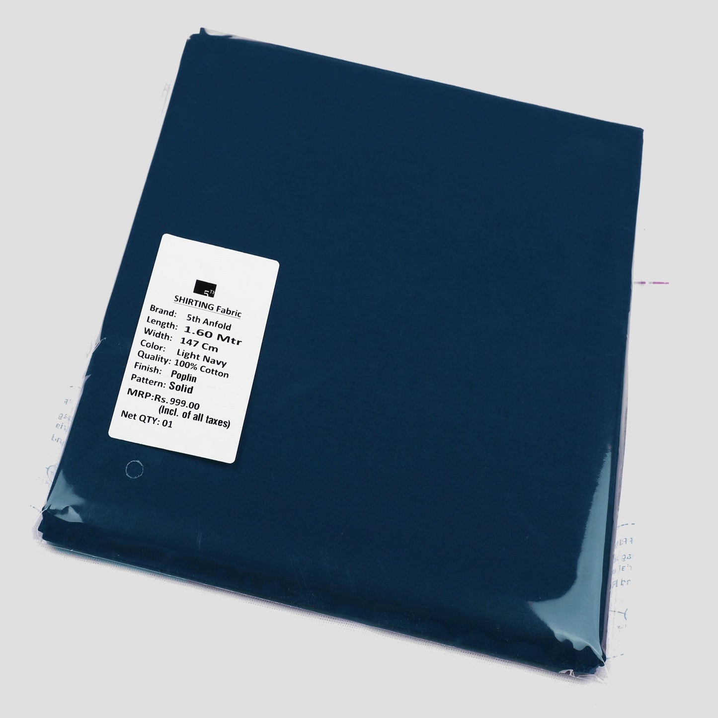 Expertly crafted from pure cotton 5thANFOLD ligh navy blue shirt piece for one full sleev shirt