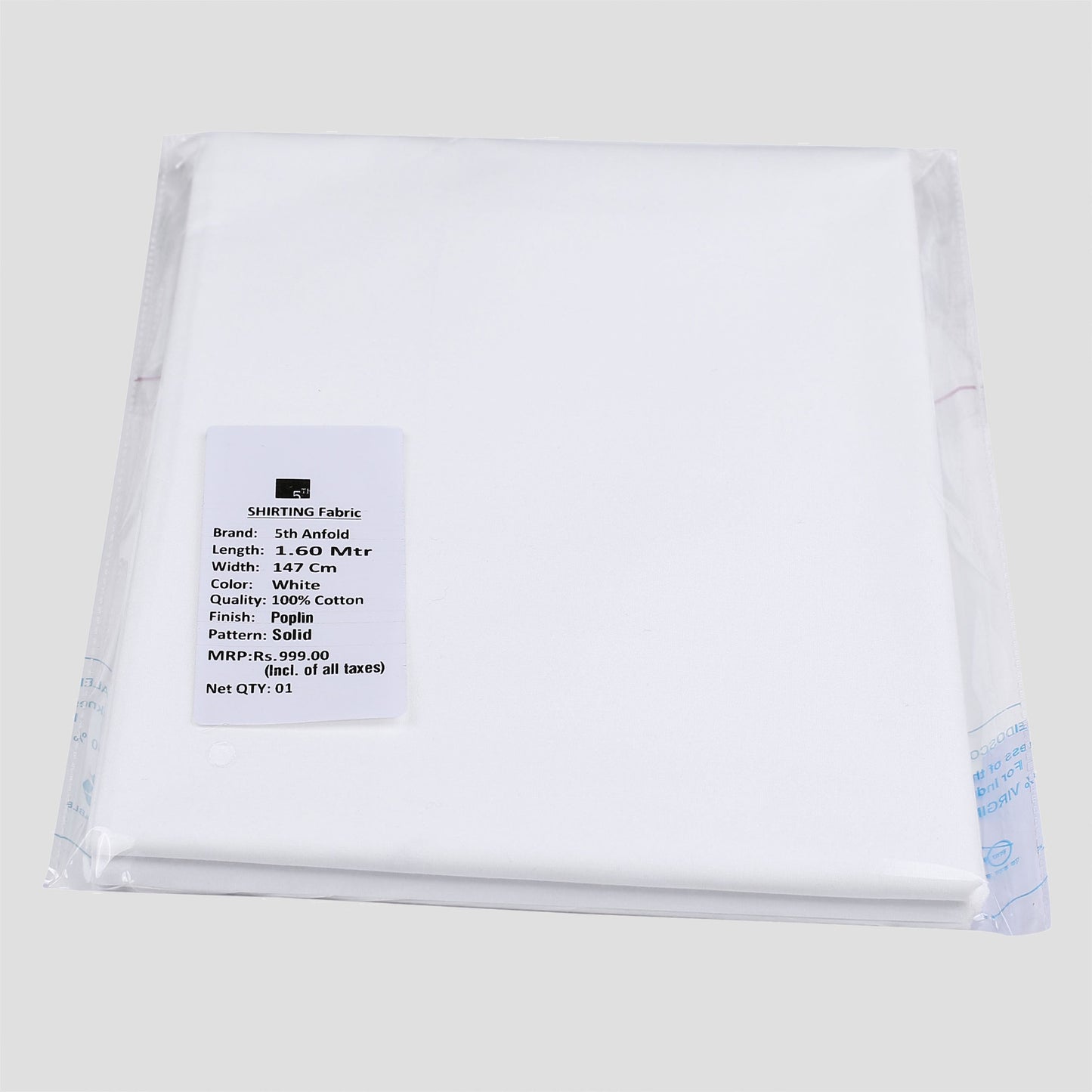 Milk White unstitched mill made 100% cotton full width shirt piece for one full sleev shirt