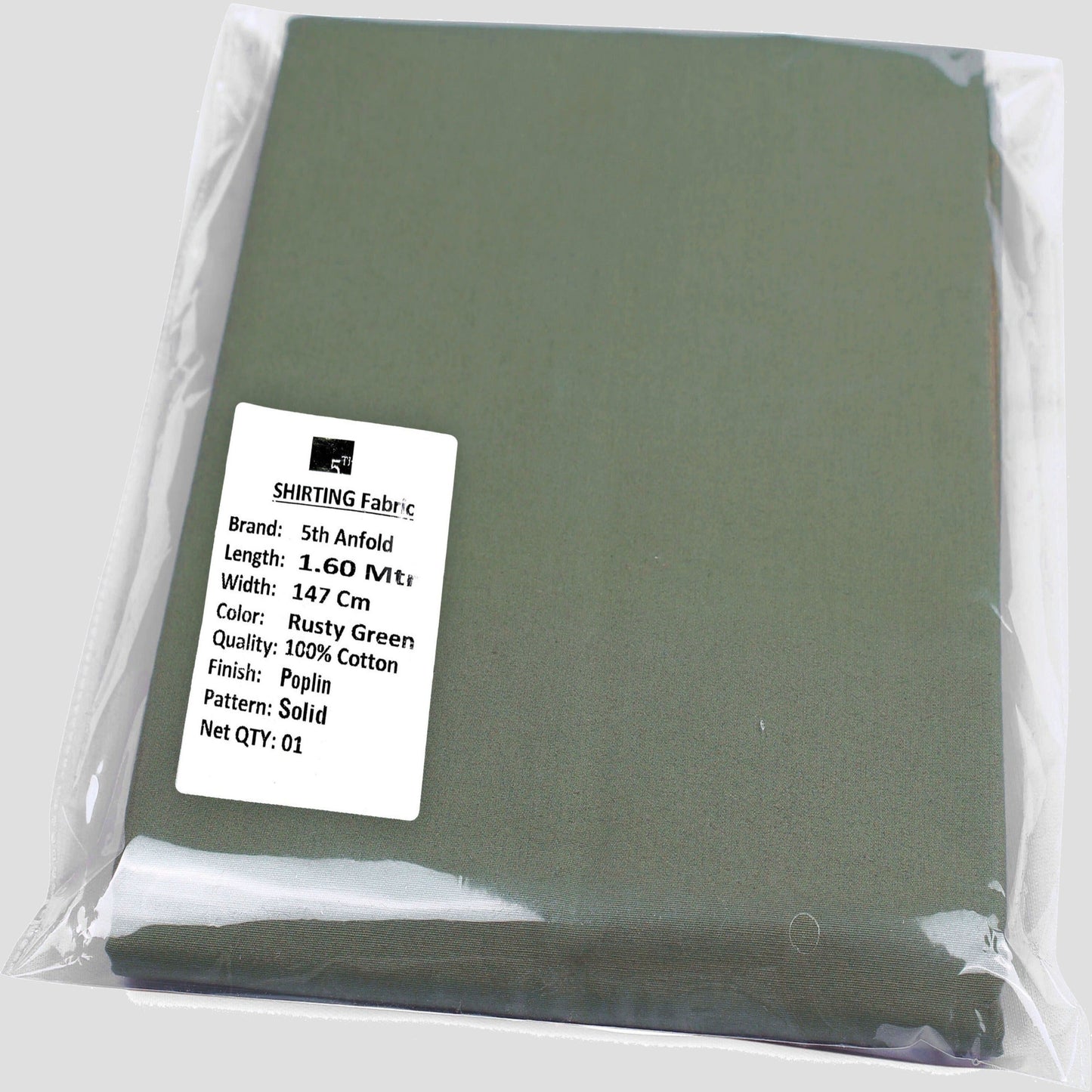 Rusty Green unstitched mill made 100% cotton full width shirt piece for one full sleev shirt