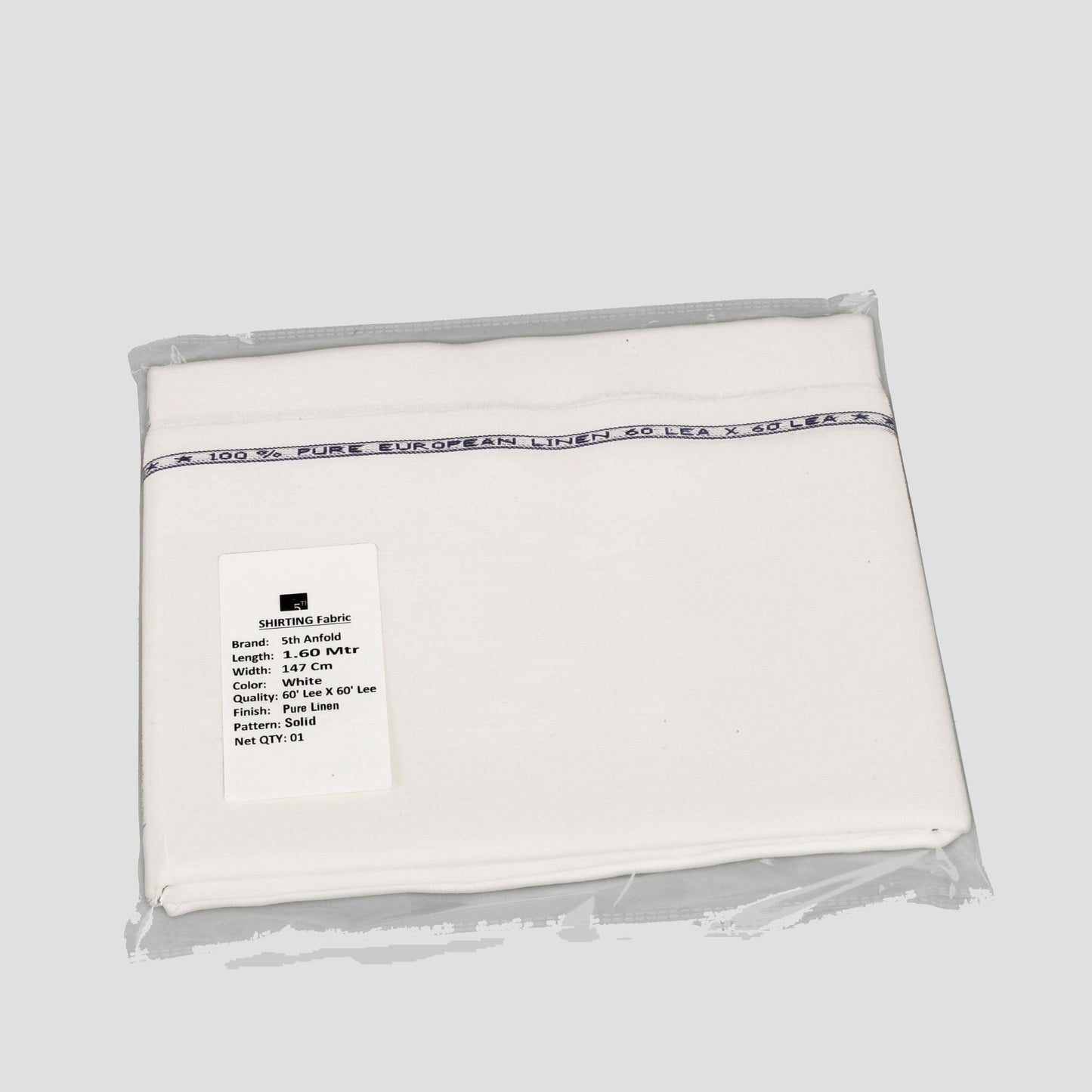 Pure White unstitched mill made pure linen full width shirt piece for one full sleev shirt
