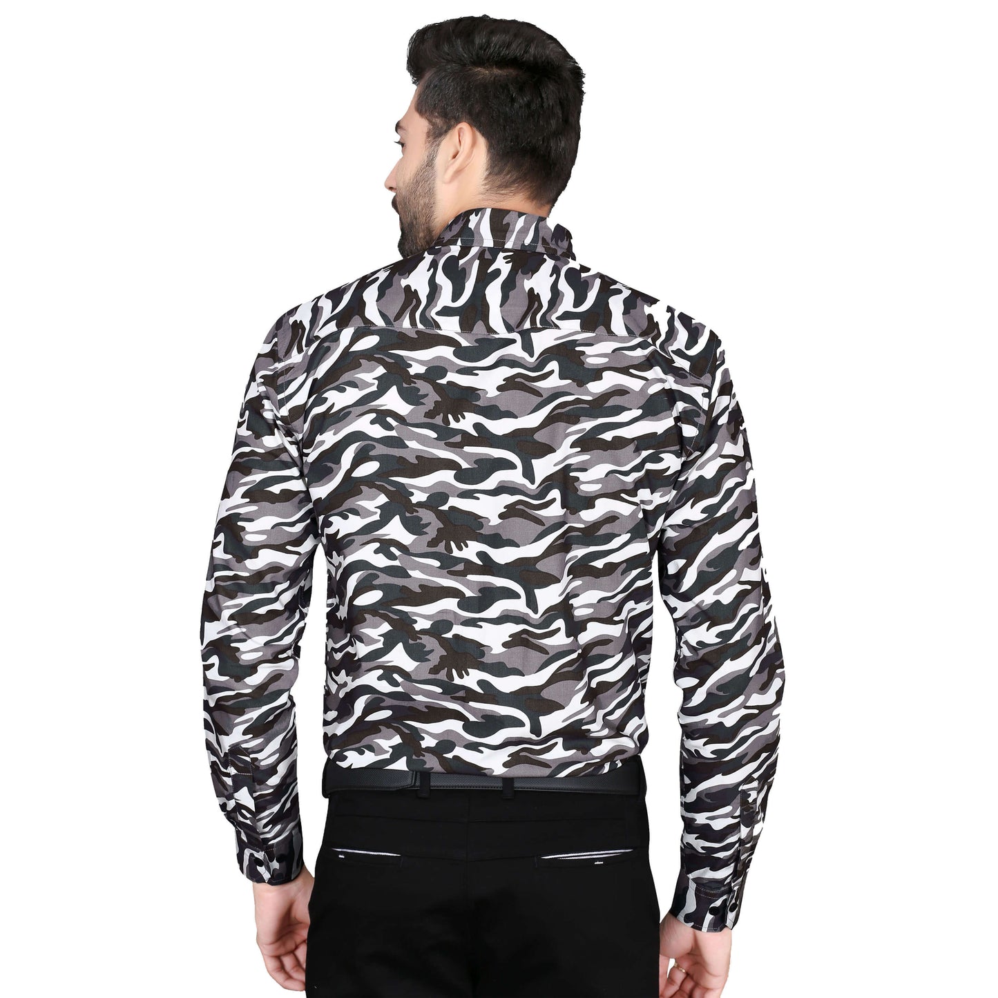 5thanfold Men's Formal Pure Cotton Full Sleeve Printed White Slim Fit Shirt