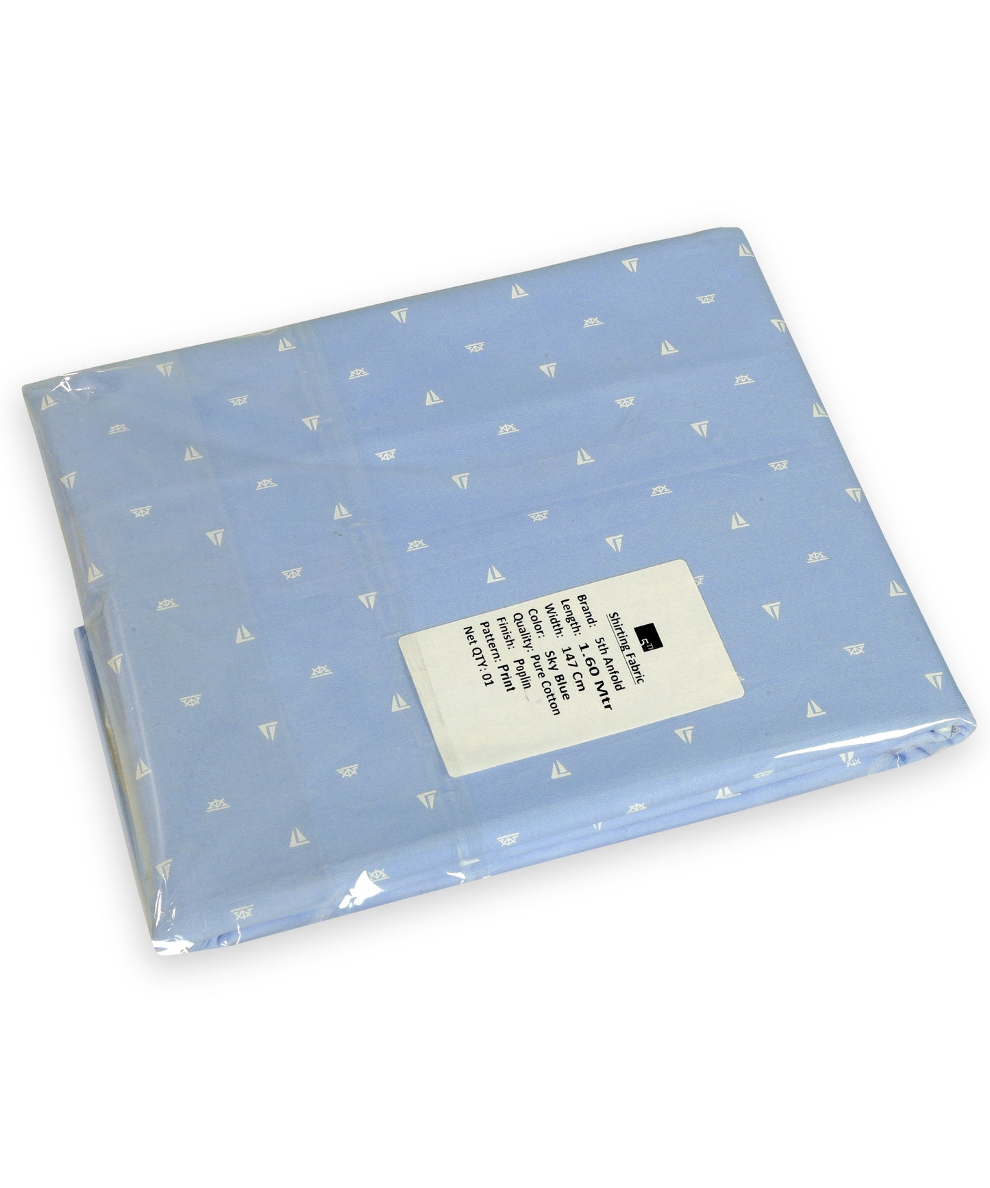 Pure Cotton SkyBlue Graphical Printed Poplin Shirting Fabric