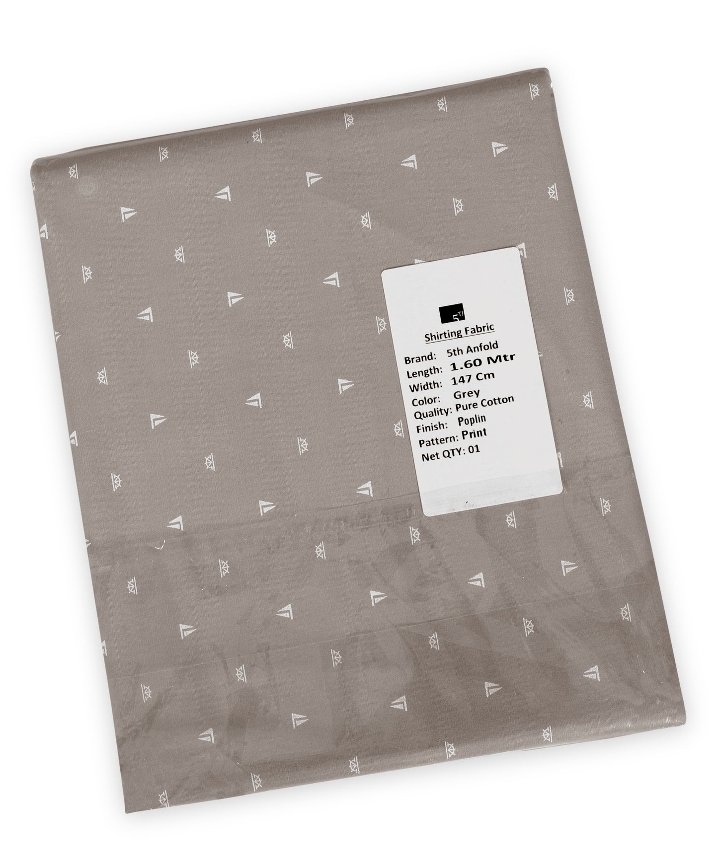 Pure Cotton Grey Graphical Printed Poplin Shirting Fabric