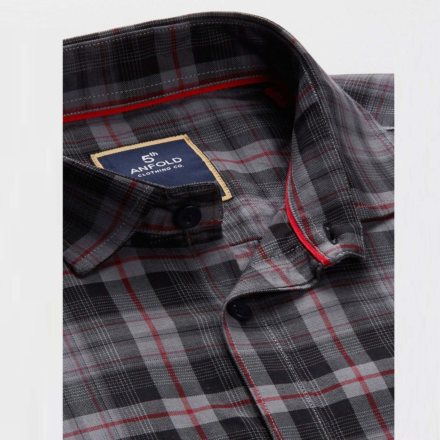 5thanfold Men's Formal Pure Cotton Full Sleeve Checkered Grey Slim Fit Shirt