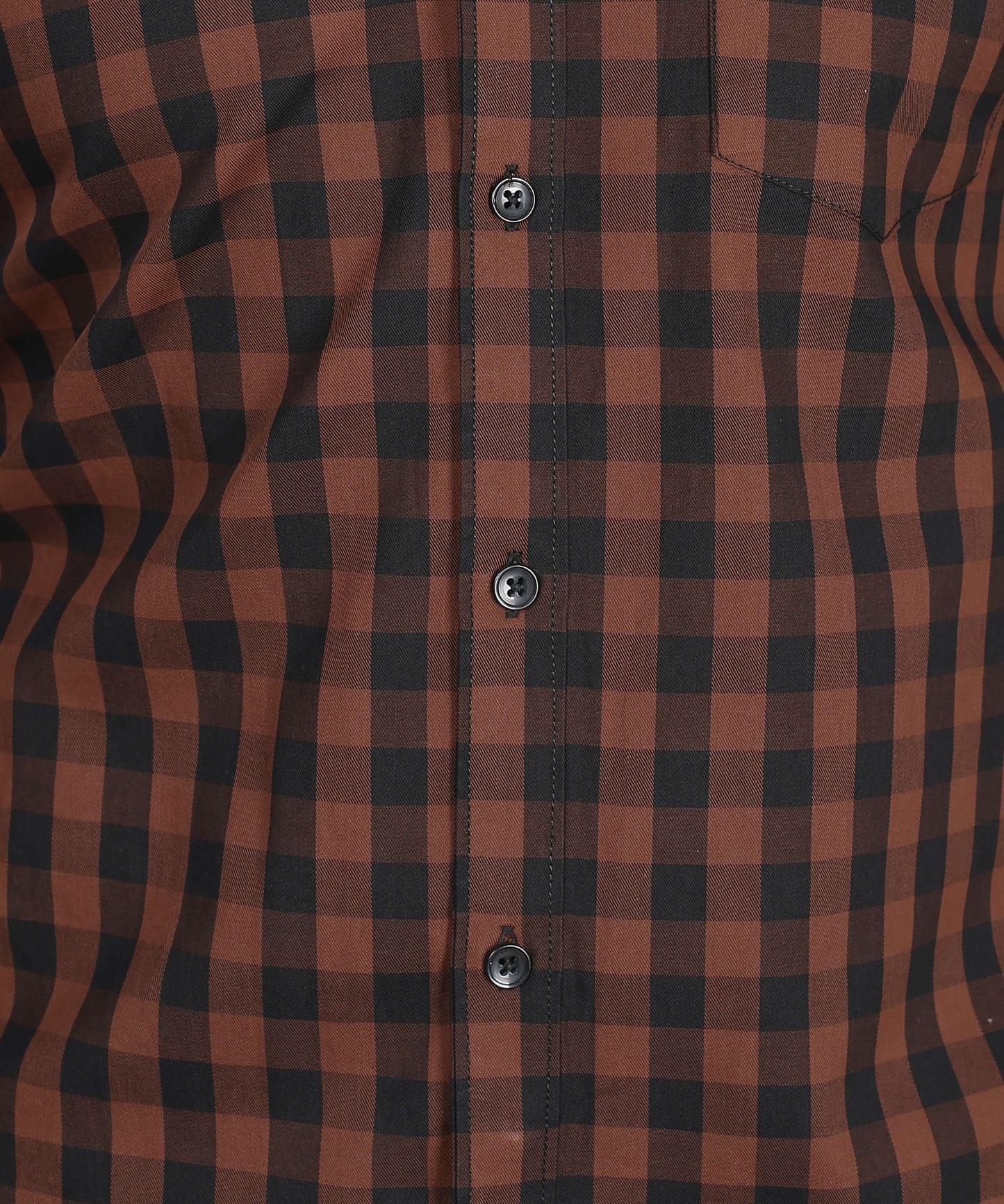 5thanfold Men's Casual Pure Cotton Full Sleeve Checkered Brown Slim Fit Shirt
