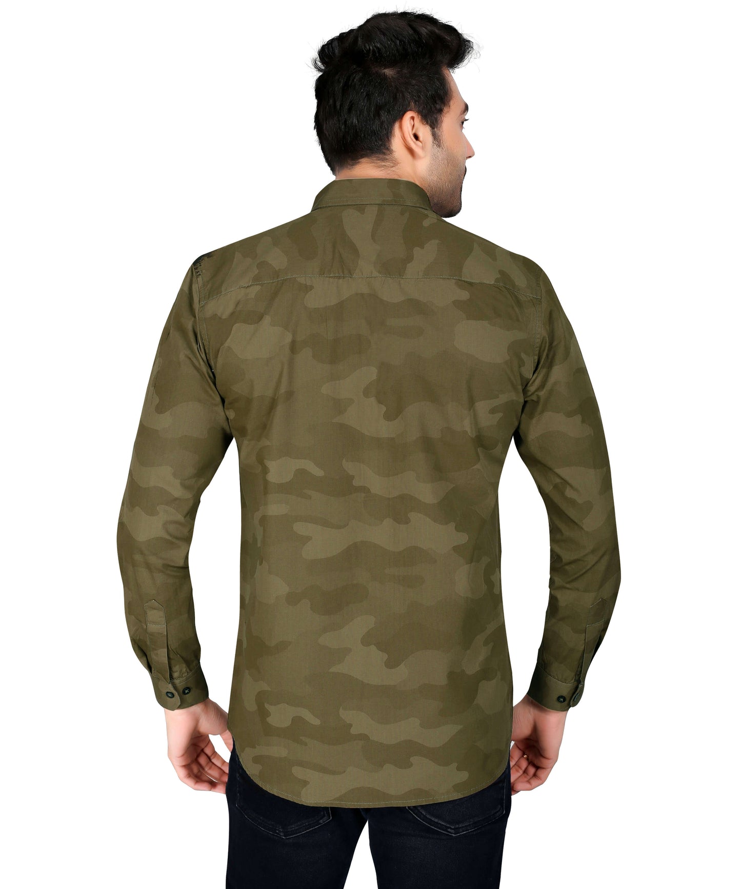 5thanfold Men's Casual Pure Cotton Full Sleeve Printed Khaki Slim Fit Shirt