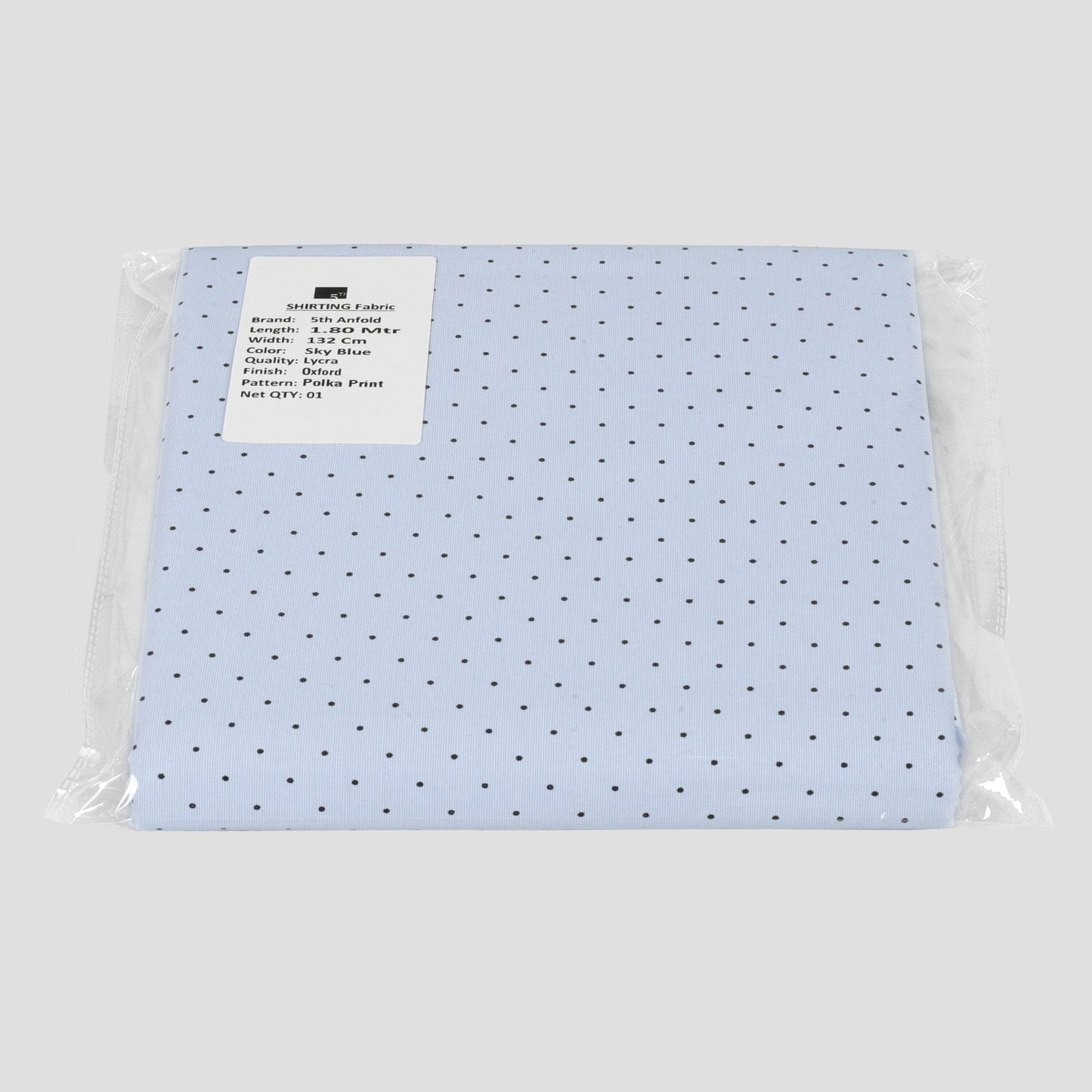 Polka Printed strechable Skyblue unstitched mill made pure cotton full width one shirt piece