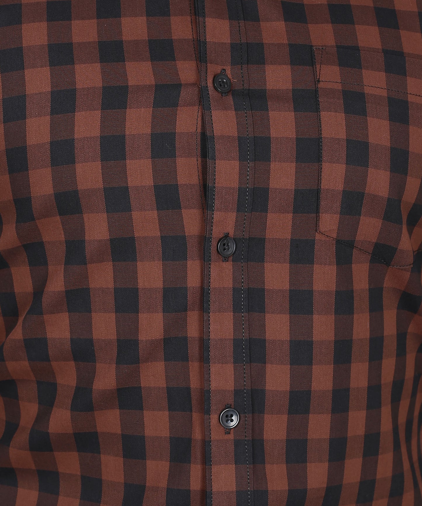 5thanfold Men's Formal Pure Cotton Full Sleeve Checkered Brown Slim Fit Shirt