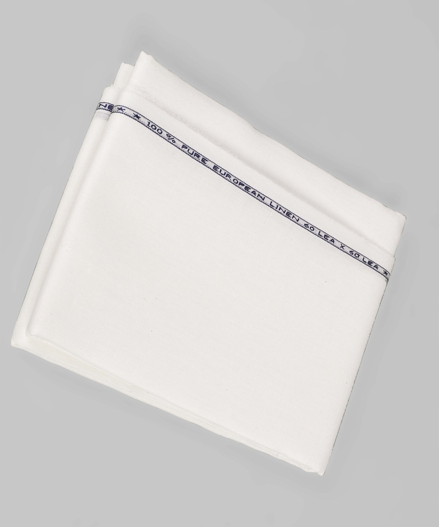 Pure White unstitched mill made pure linen full width shirt piece for one full sleev shirt