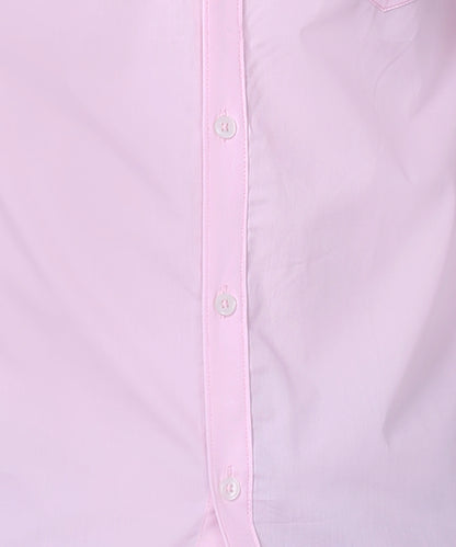 5thanfold Men's Casual Pure Cotton Full Sleeve Solid Pink Slim Fit Shirt