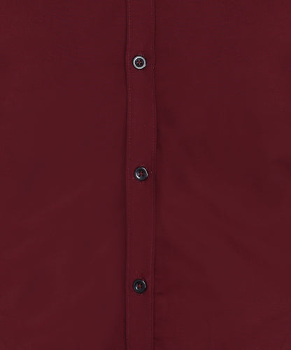 5thanfold Men's Casual Pure Cotton Full Sleeve Solid Maroon Slim Fit Shirt