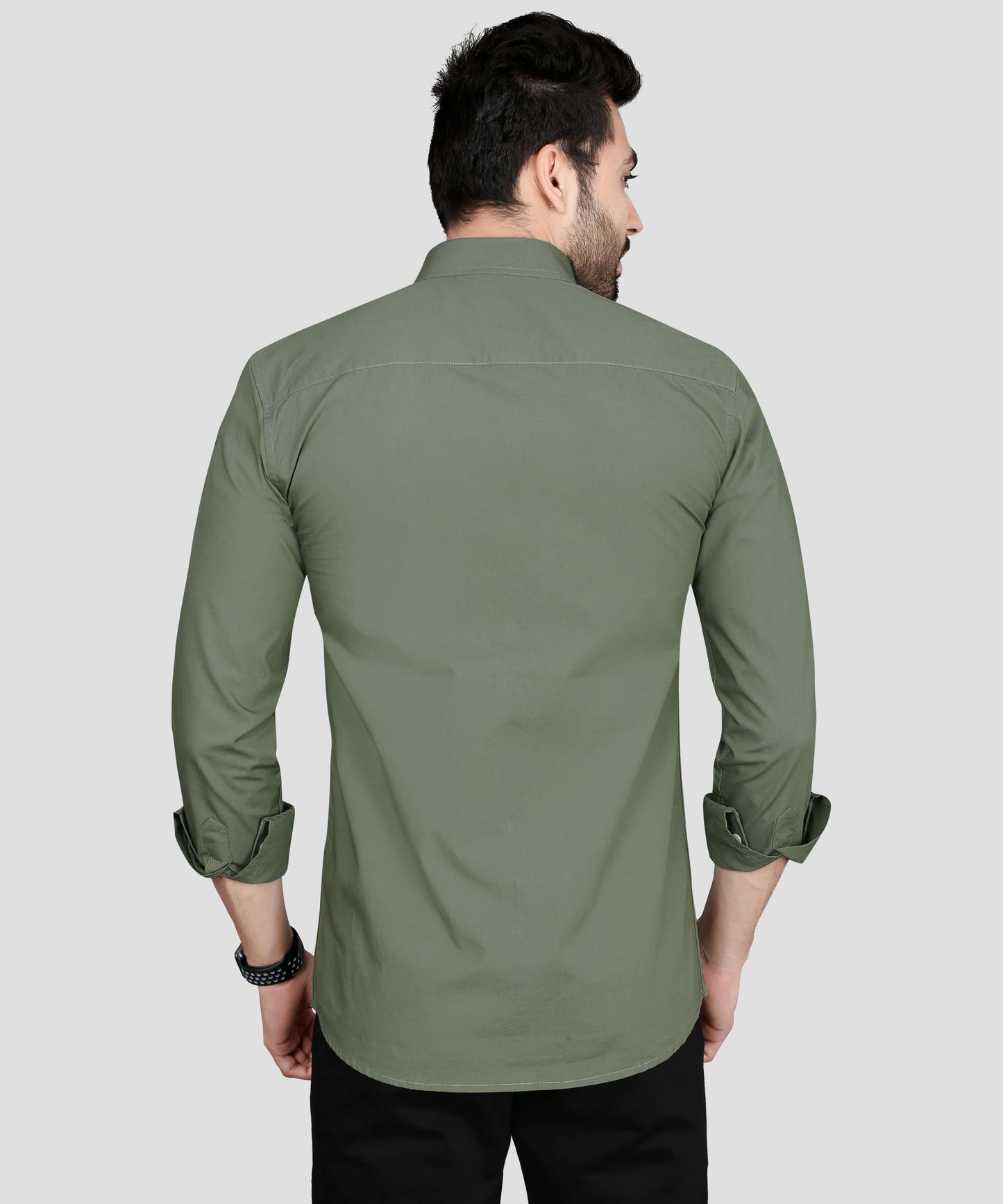 5thanfold Men's Casual Pure Cotton Full Sleeve Solid Rusty Green Slim Fit Shirt