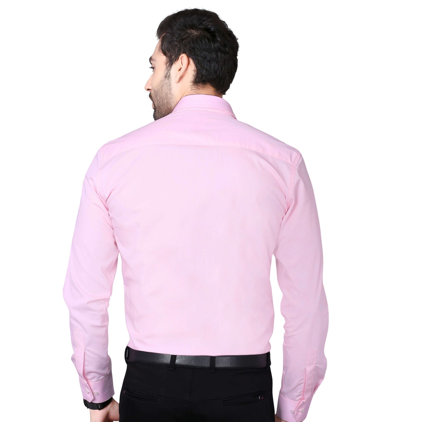 5thanfold Men's Formal Pure Cotton Full Sleeve Solid Pink Slim Fit Shirt