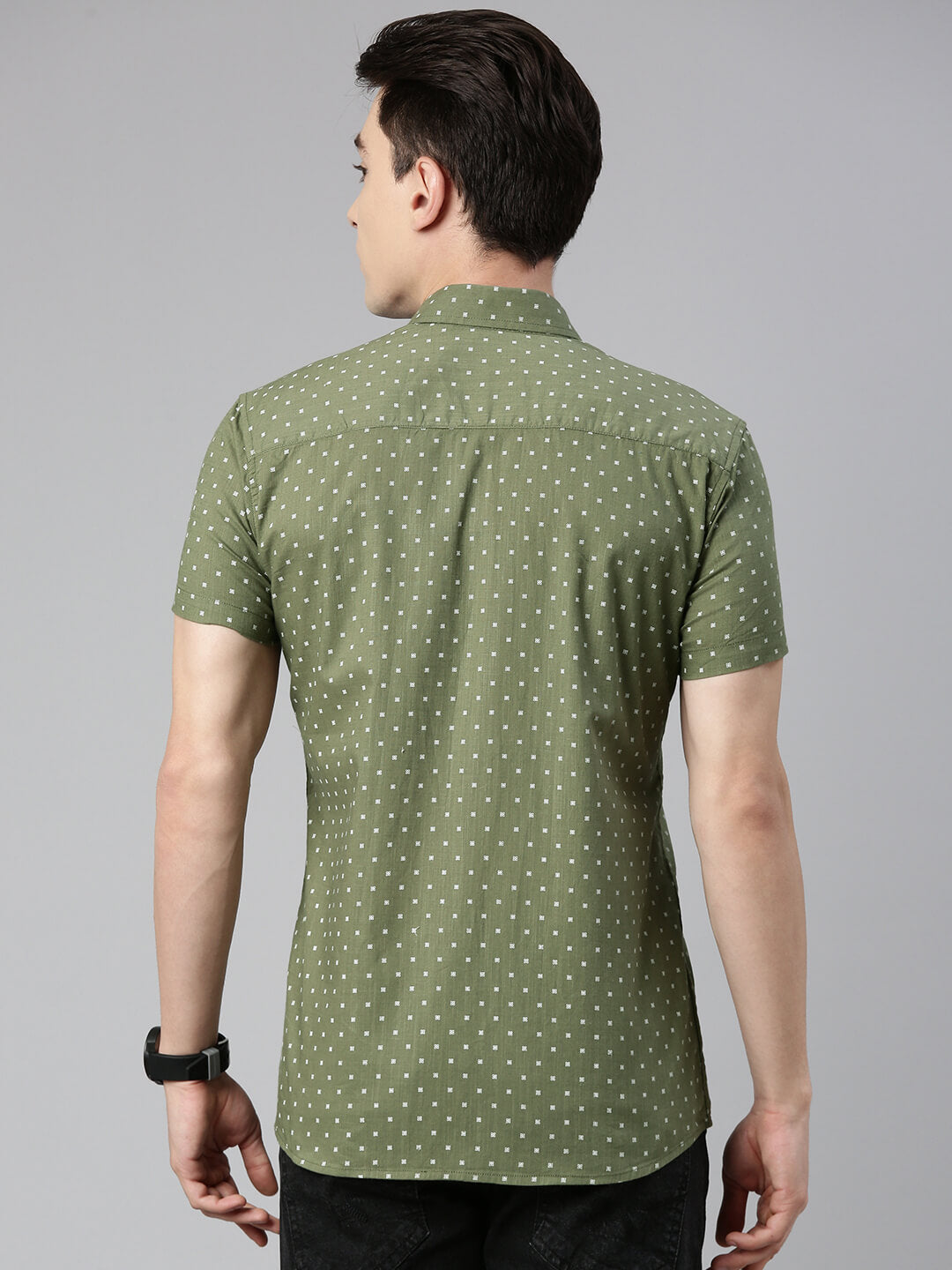 5thanfold Men's Pure Cotton Casual Half Sleeve Checkered Green Slim Fit Shirt