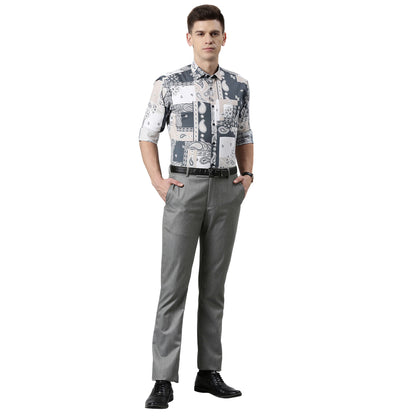 5thanfold Men's Formal Pure Cotton Full Sleeve Printed Multicolor Slim Fit Shirt