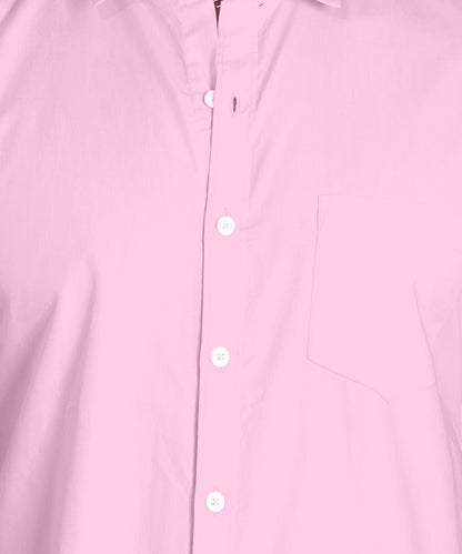 5thanfold Men's Casual Pure Cotton Half Sleeve Solid Pink Slim Fit Shirt