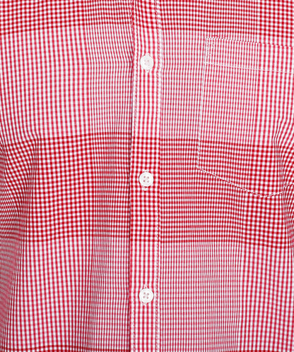 5thanfold Men's Casual Pure Cotton Full Sleeve Checkered Red Regular Fit Shirt