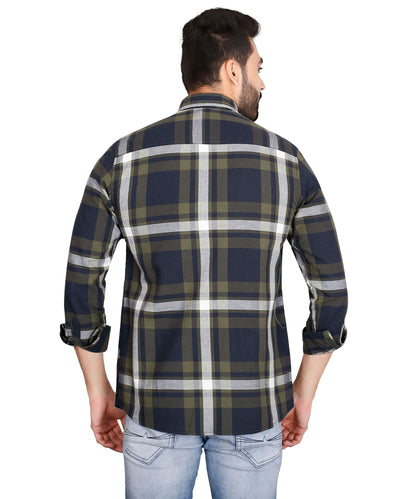 5thanfold Men's Casual Pure Cotton Full Sleeve Checkered Red Regular Fit Shirt