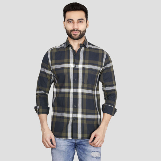 5thanfold Men's Casual Pure Cotton Full Sleeve Checkered Red Regular Fit Shirt