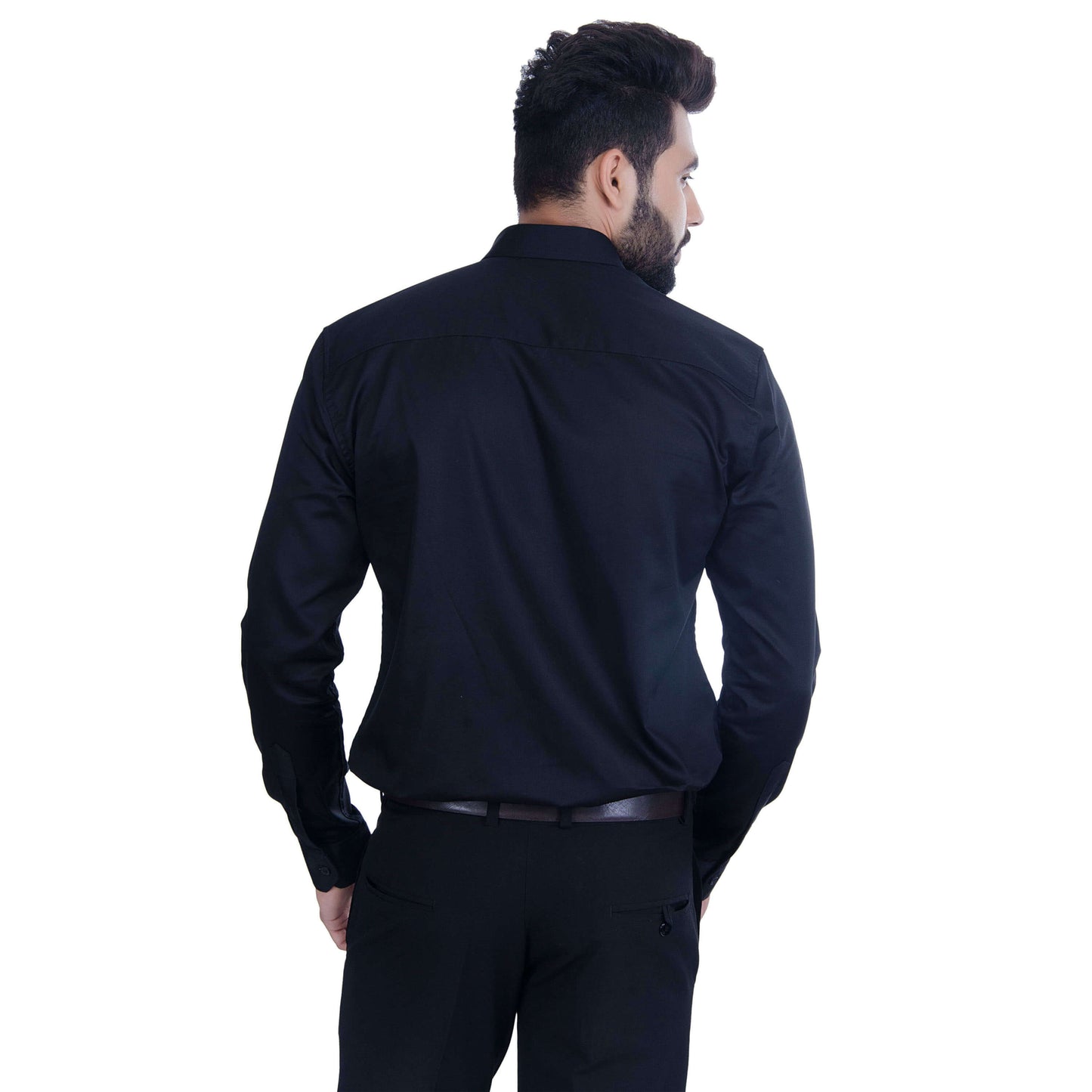 Black nunstitched mill made 100% cotton full width shirt piece for one full sleev shirt