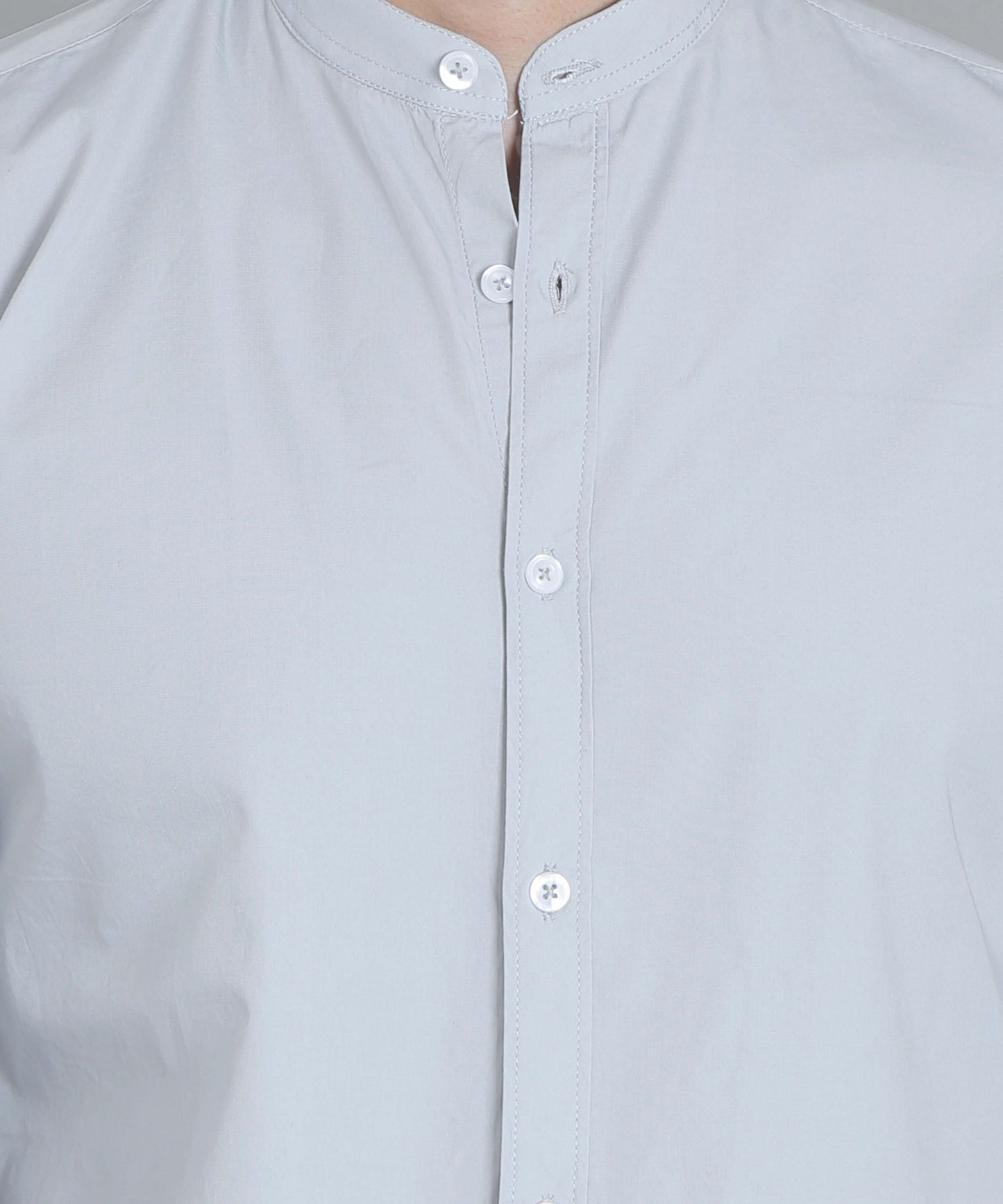 5thanfold Men's Casual Cement Full Sleeve Pure Cotton Mandarin Collar Shirt (No Pocket)