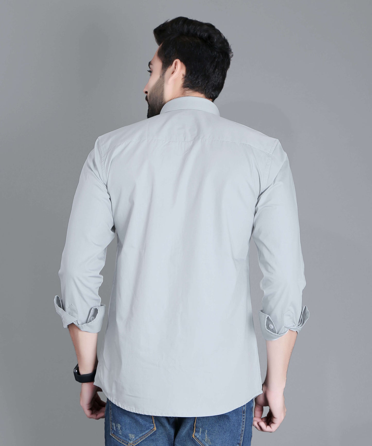 5thANFOLD Men's Casual Pure Cotton Full Sleeve Solid Cement Slim Fit Shirt