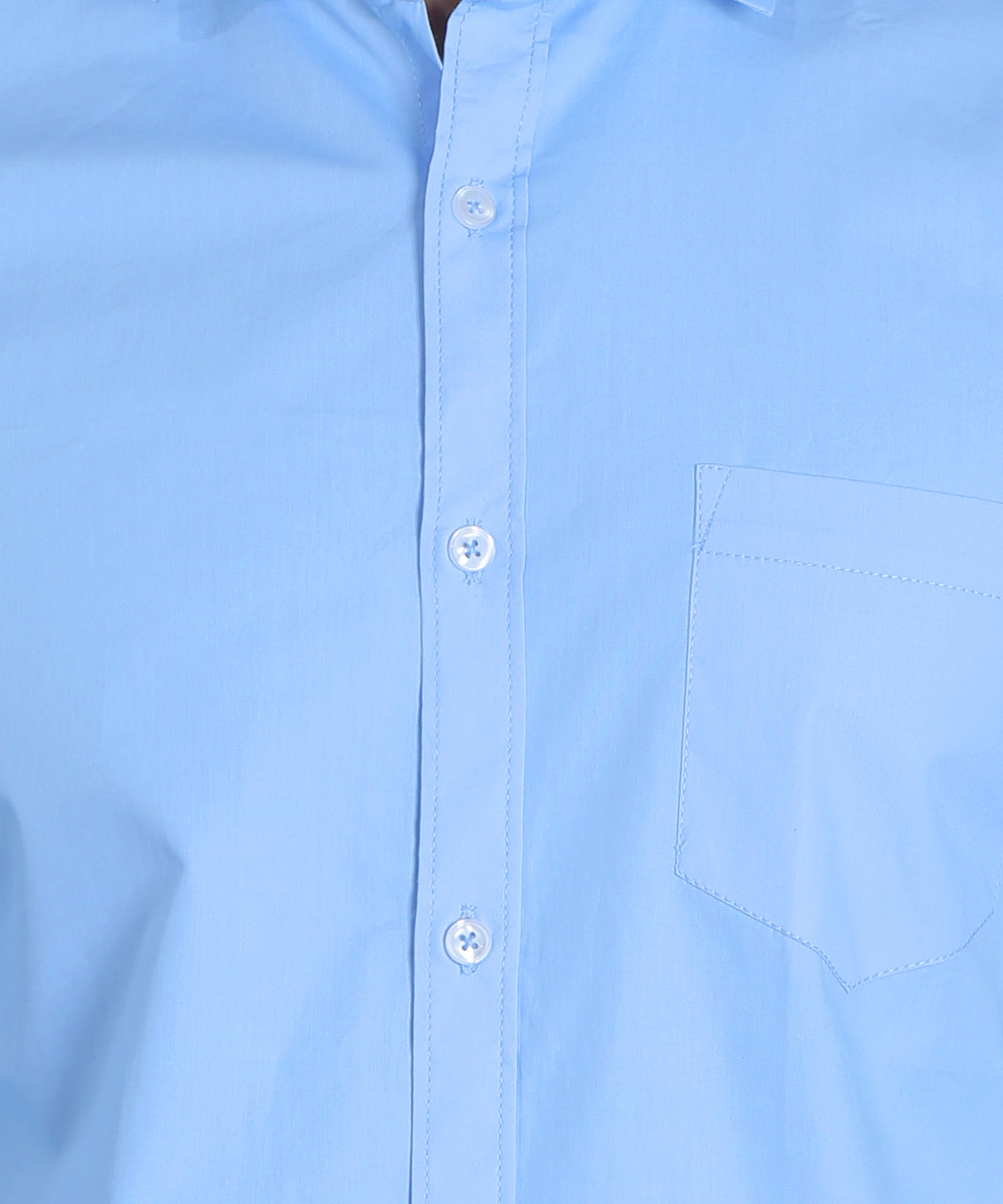 5thanfold Men's Formal Pure Cotton Full Sleeve Solid Sky Blue Slim Fit Shirt