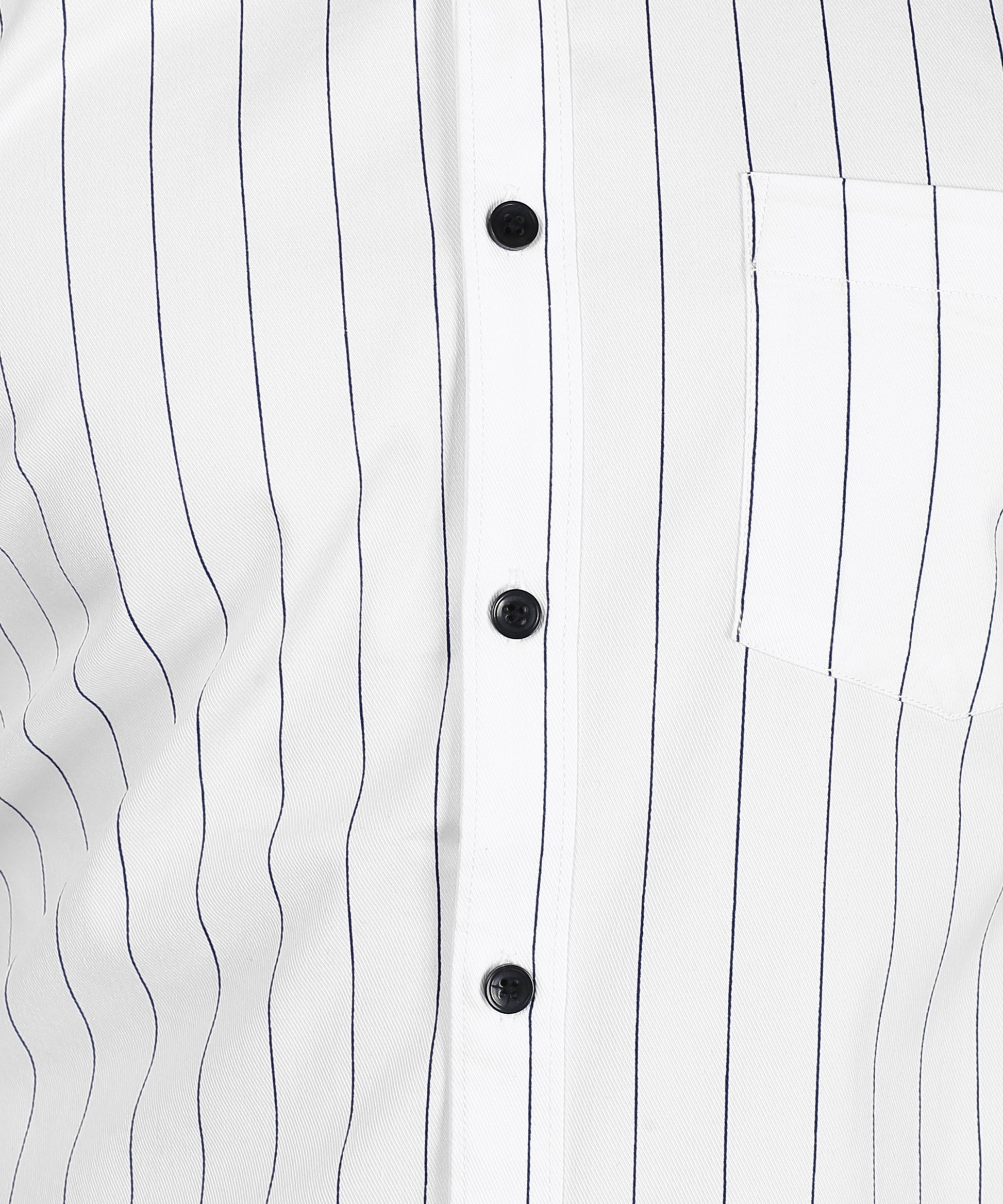 5thanfold Men's Pure Cotton Formal Full Sleeve Striped White Slim Fit Shirt