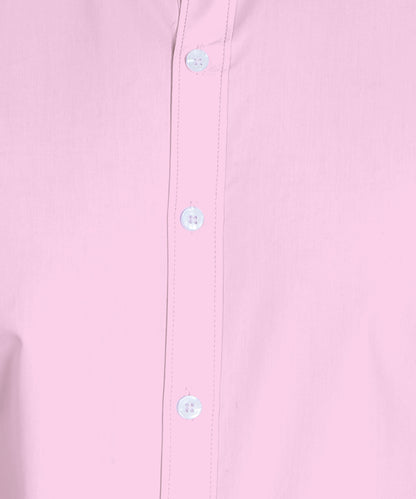 5thanfold Men's Formal Pink Full Sleeve Pure Cotton Mandarin Collar Shirt (No Pocket)
