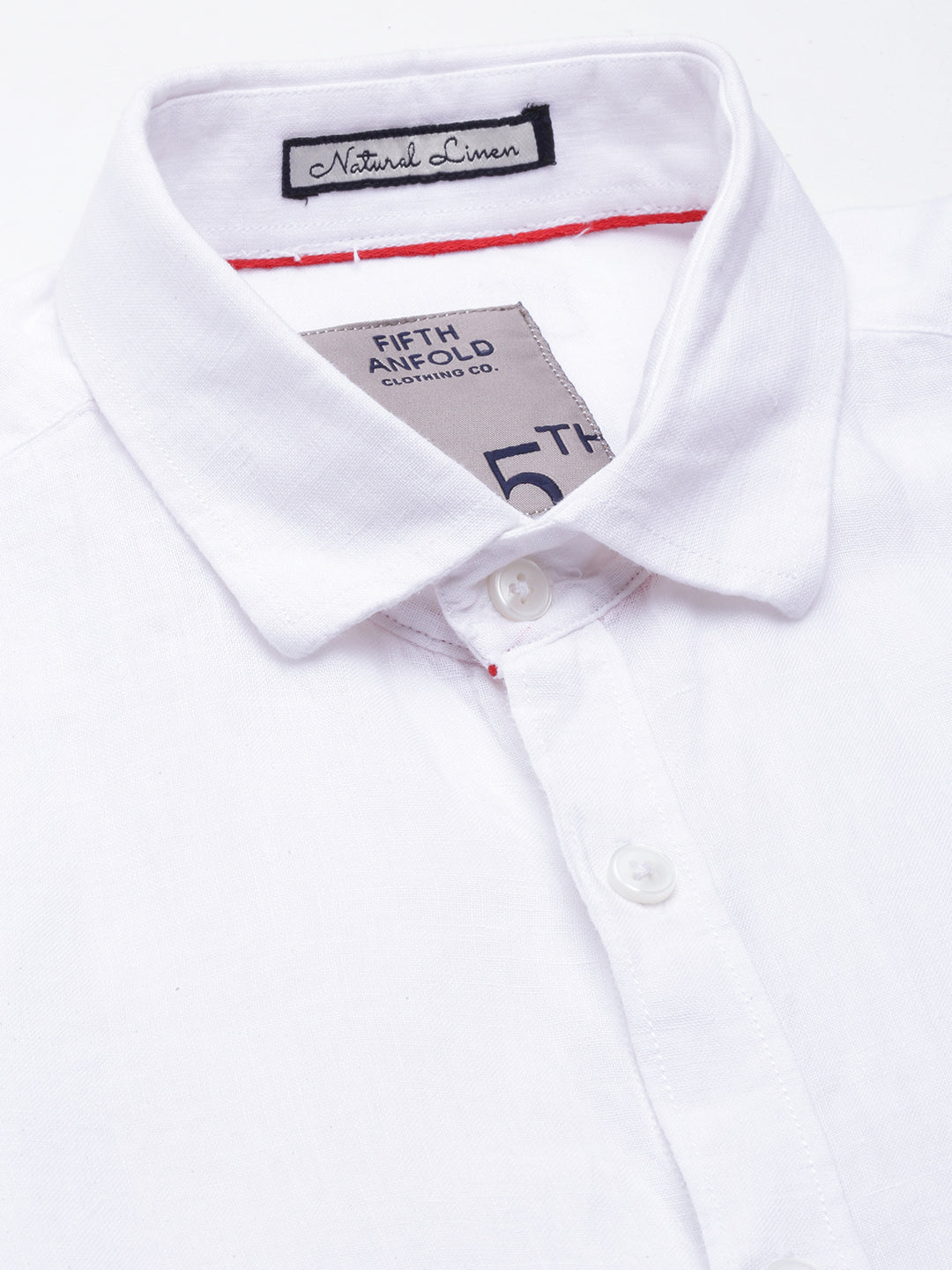 5thanfold Pure Linen Men Solid Formal White Slim Fit Full Sleev Spread Collar Shirt